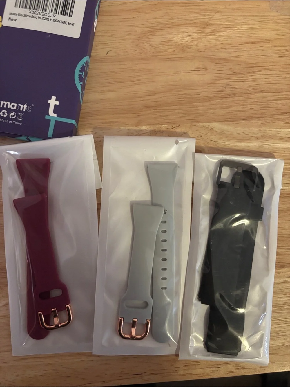 Silicone Replacement Watch Bands - Gray, Black & Burgundy (3-Pack) NIB